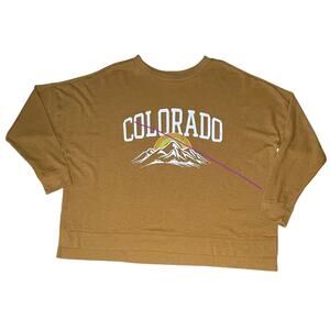 Colsie Colorado Graphic Sweatshirt XL NWOT Mustard Yellow Drop Shoulder Boxy Fit